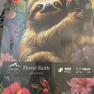 Floral Sloth Jigsaw Puzzle with sloth socks bundle